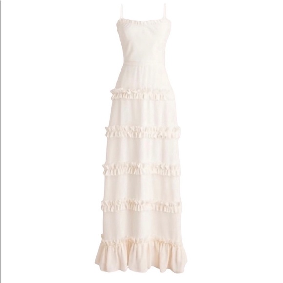 J. Crew Dresses & Skirts - J.Crew Collection tiered ruffle silk tricotine gown ivory womens 10 weddings